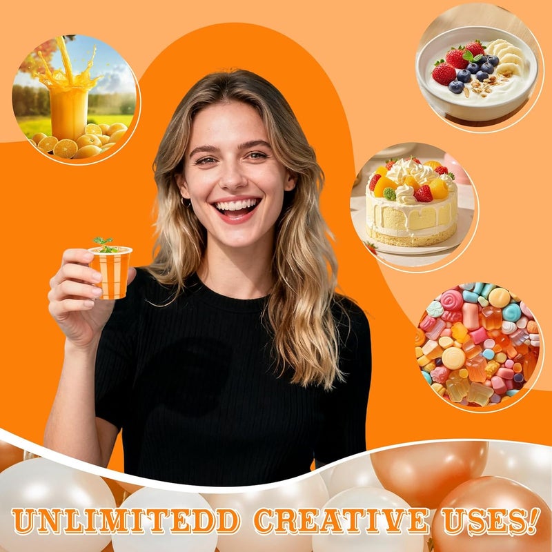 Pineburg 100Pack 2oz Plastic Shot Cups, Orange Plastic Shot Glasses, Mini Disposable Cups for Parties Carnival Birthday Weddings Party Game & Events Supplies(Orange) - Image 4